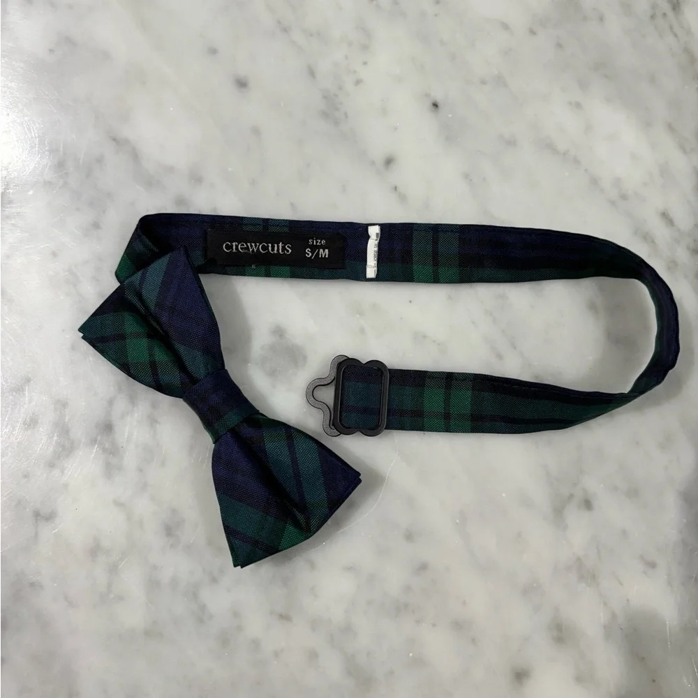 Crewcuts Navy and Green Plaid Bow Tie size S/M